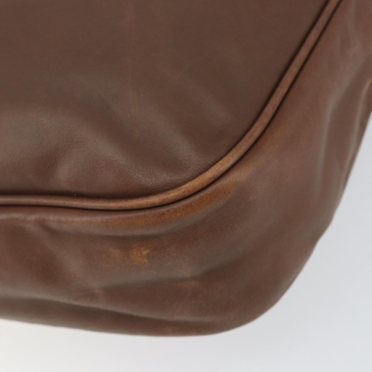 CELINE Circle Shoulder Bag Leather Brown Gold Auth 153852