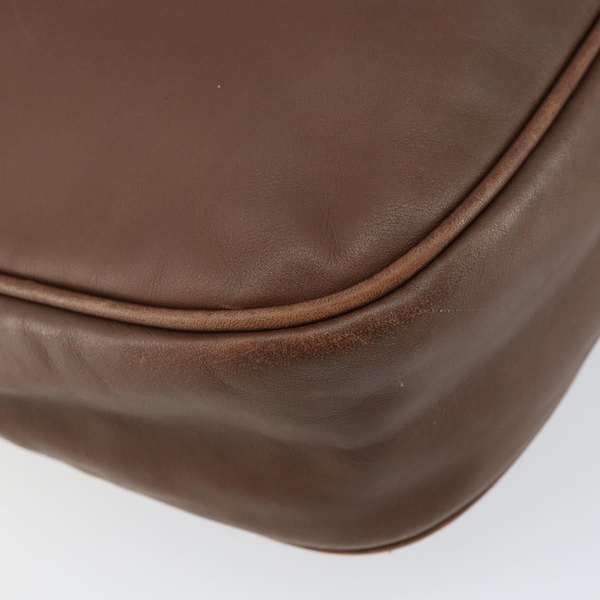 CELINE Circle Shoulder Bag Leather Brown Gold Auth 153852