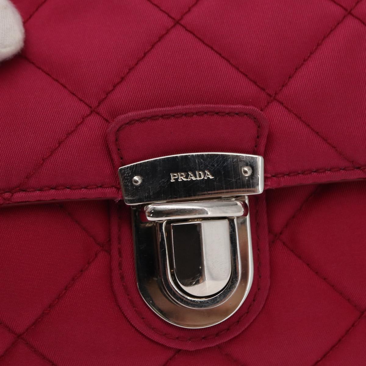 PRADA Chain Shoulder Bag Nylon Pink Silver Auth 153853