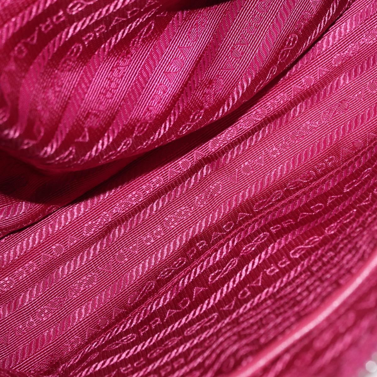 PRADA Chain Shoulder Bag Nylon Pink Silver Auth 153853