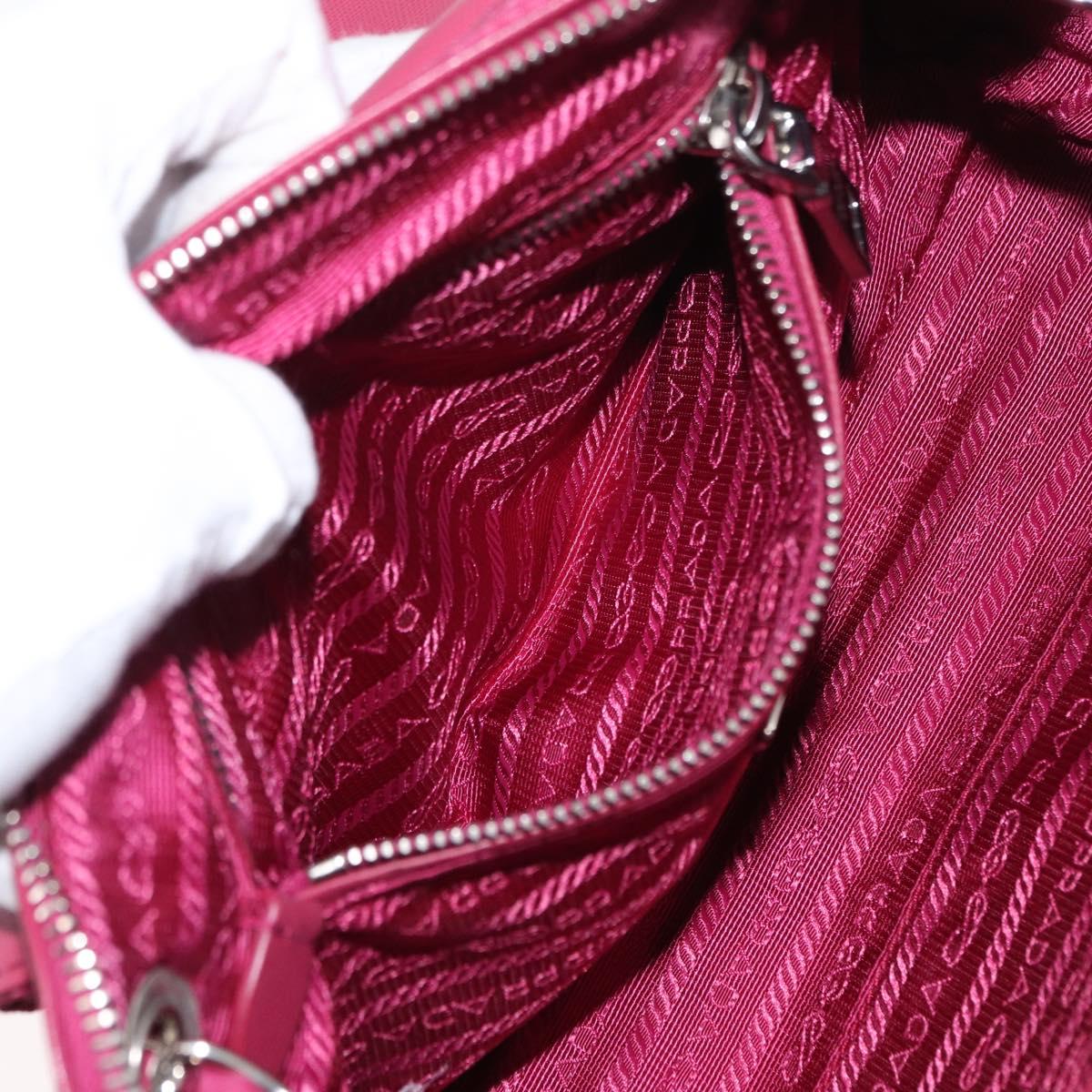 PRADA Chain Shoulder Bag Nylon Pink Silver Auth 153853