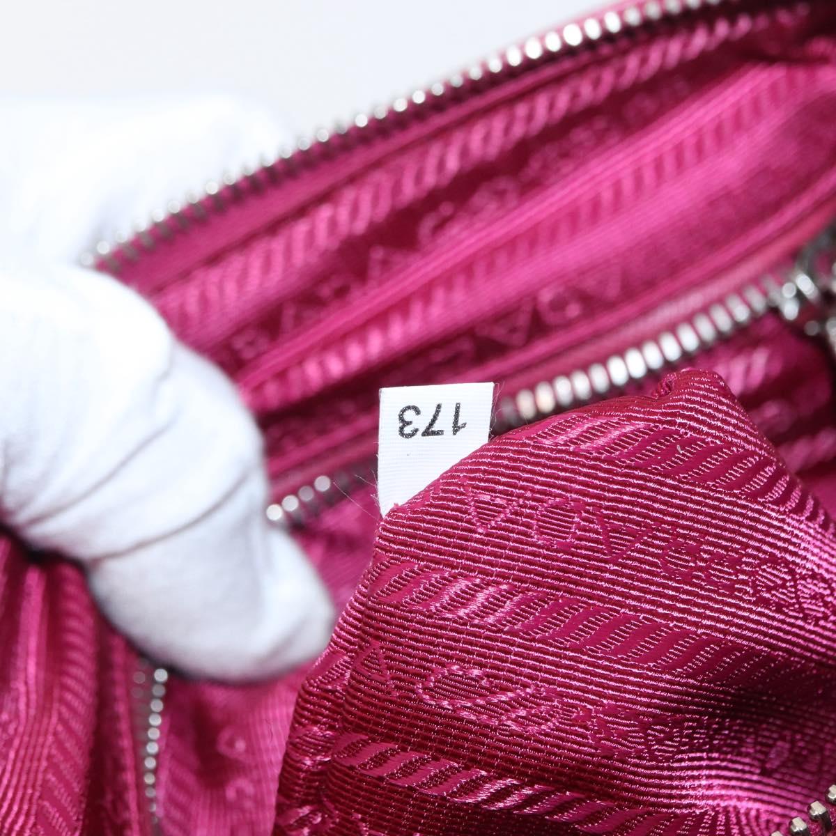 PRADA Chain Shoulder Bag Nylon Pink Silver Auth 153853