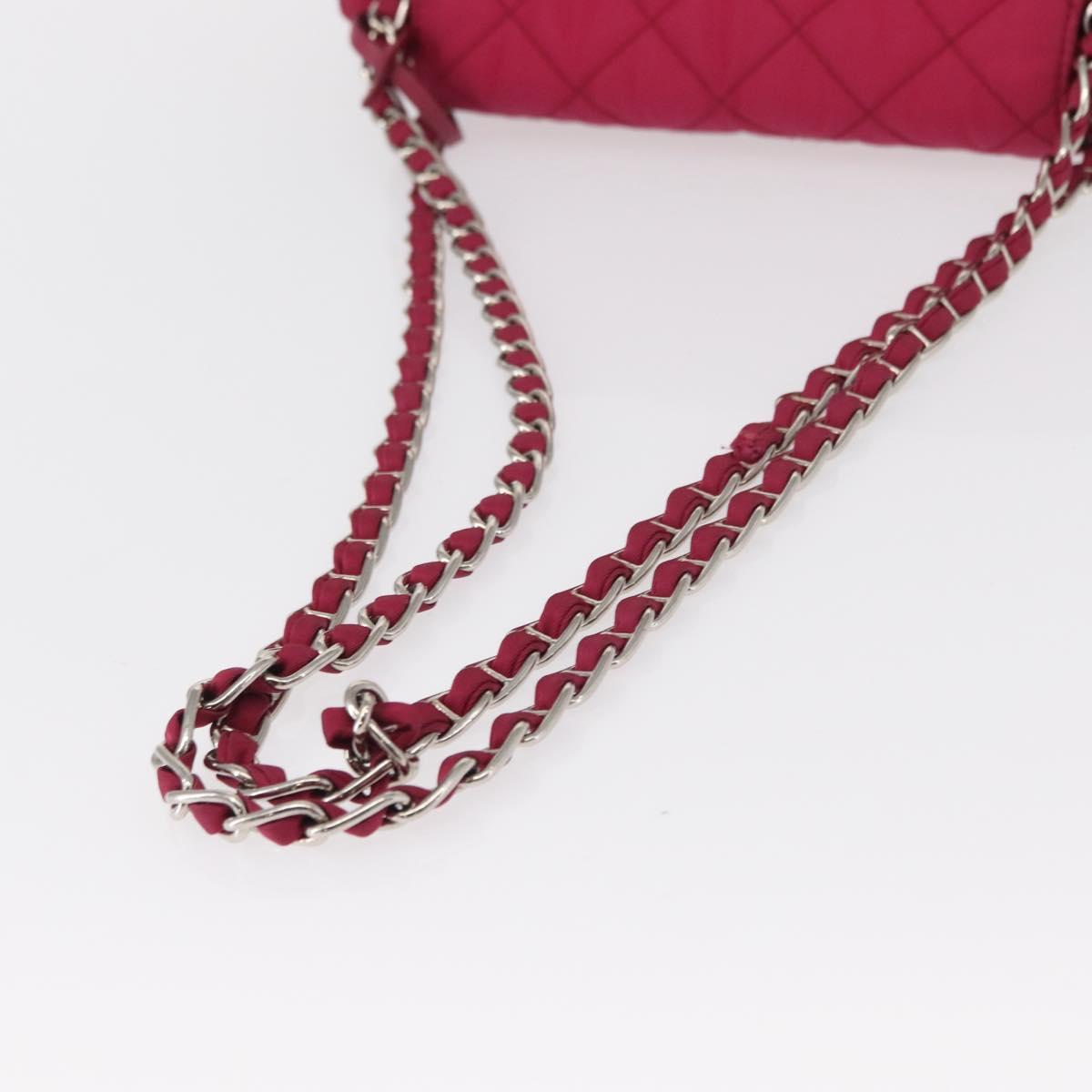 PRADA Chain Shoulder Bag Nylon Pink Silver Auth 153853