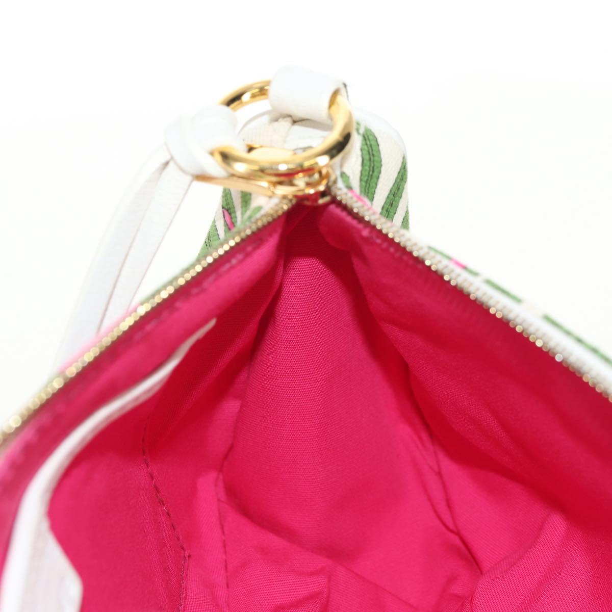 CELINE Accessory Pouch Canvas Green Gold Auth 153858V