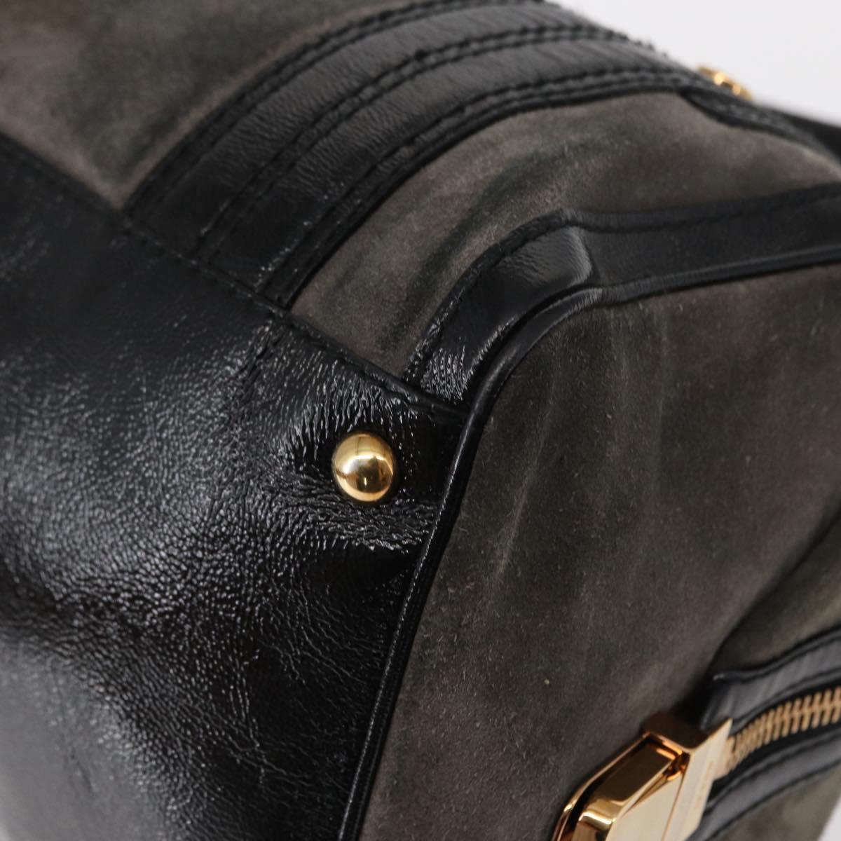 GUCCI Histeria Hand Bag Suede Black Gold 186235 Auth 153859