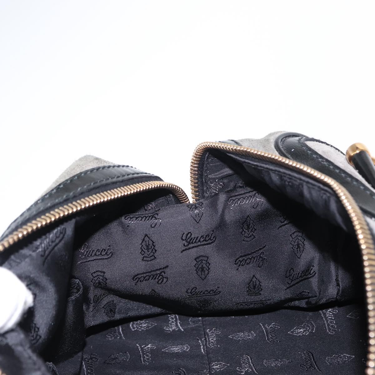 GUCCI Histeria Hand Bag Suede Black Gold 186235 Auth 153859