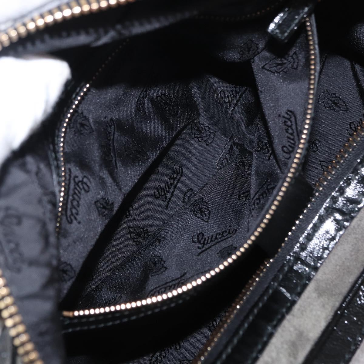 GUCCI Histeria Hand Bag Suede Black Gold 186235 Auth 153859