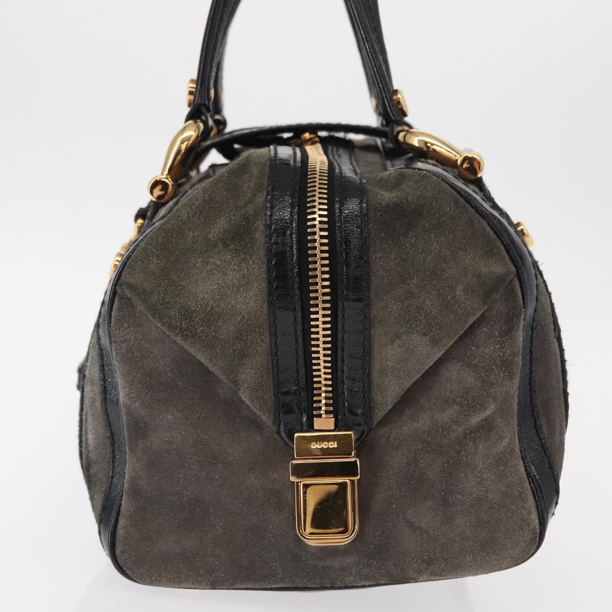 GUCCI Histeria Hand Bag Suede Black Gold 186235 Auth 153859
