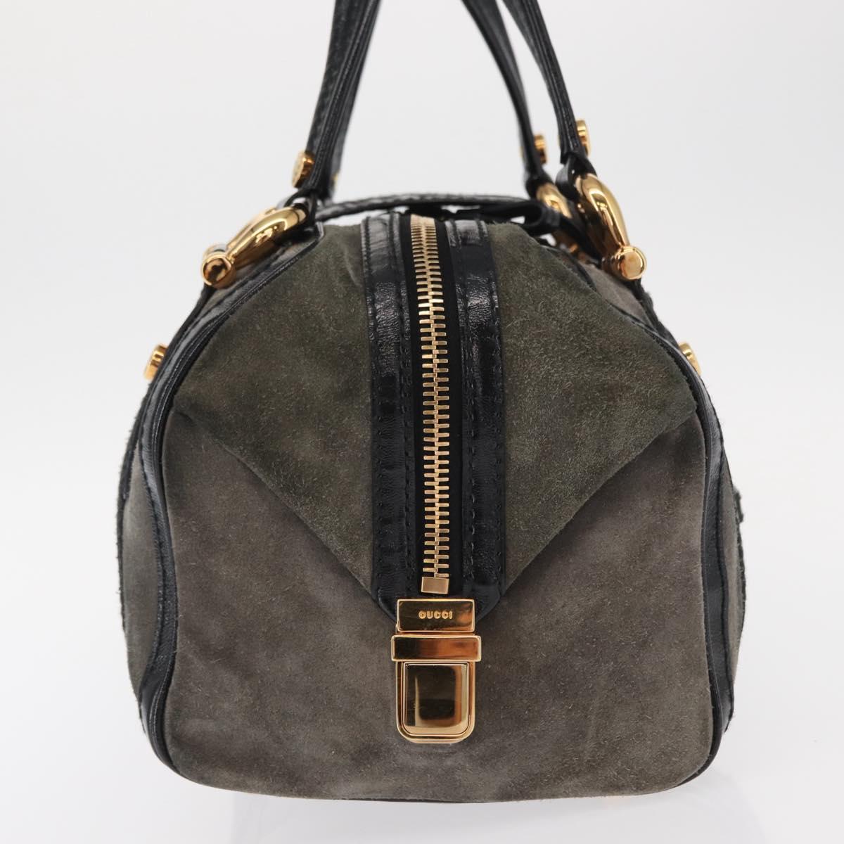 GUCCI Histeria Hand Bag Suede Black Gold 186235 Auth 153859