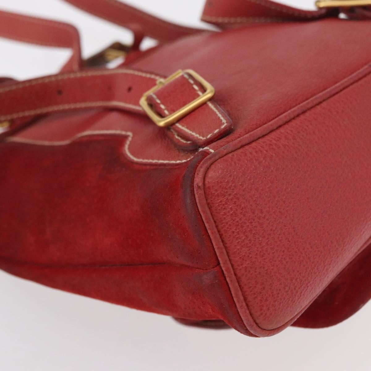 GUCCI Bamboo Backpack Leather Red Gold 003 1956 0030 Auth 153860