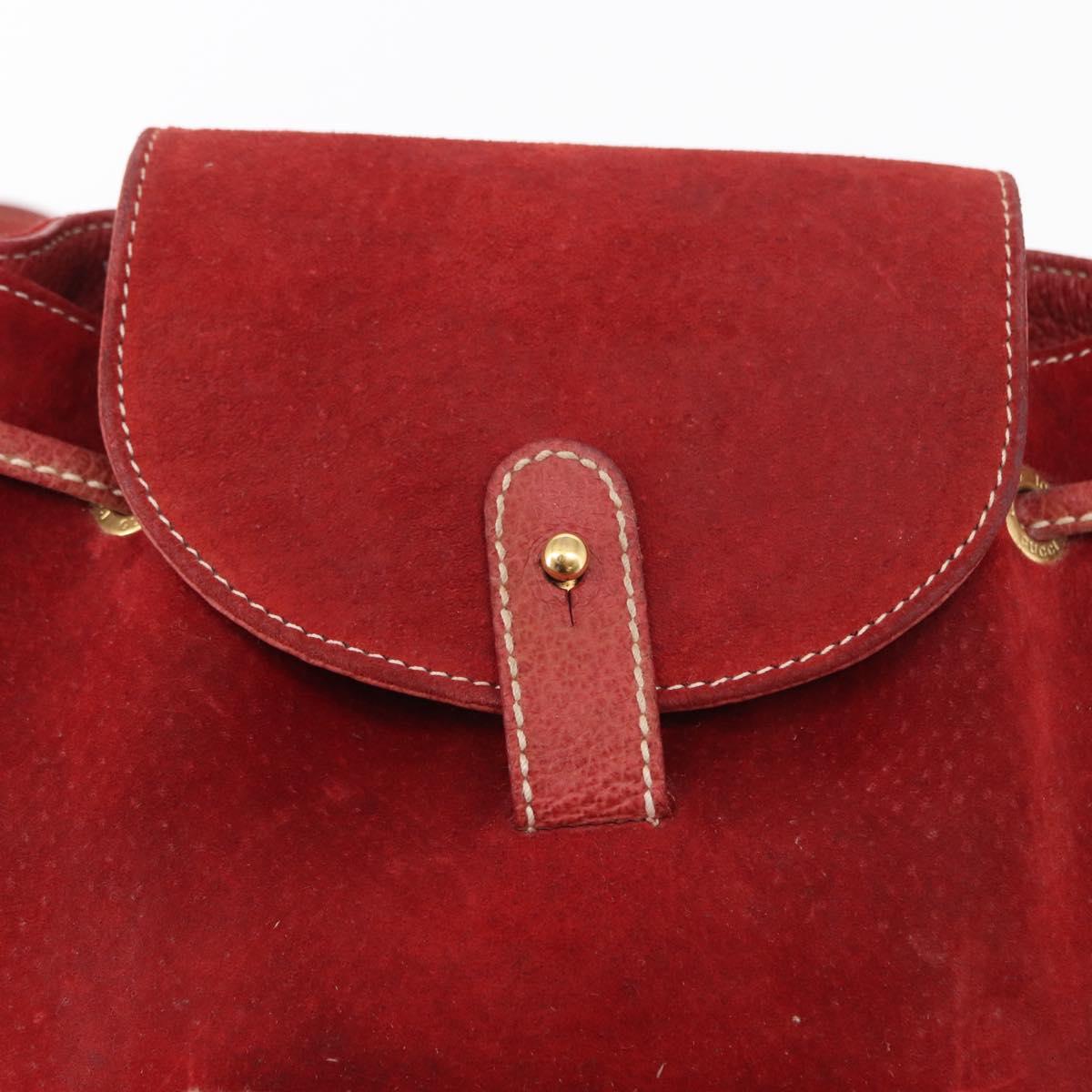 GUCCI Bamboo Backpack Leather Red Gold 003 1956 0030 Auth 153860