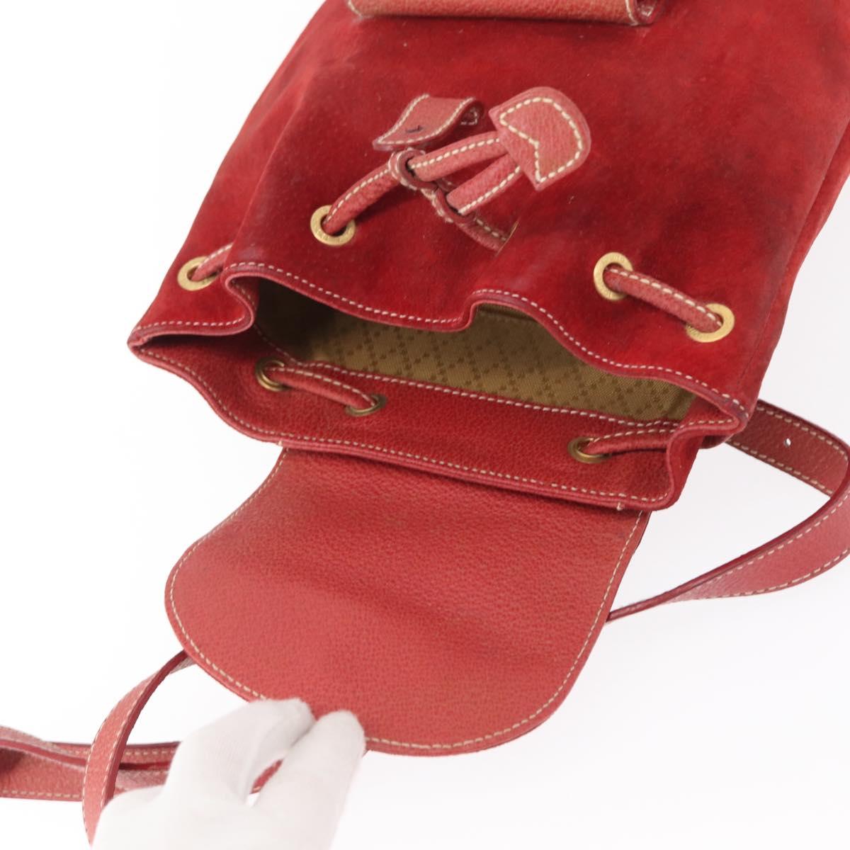 GUCCI Bamboo Backpack Leather Red Gold 003 1956 0030 Auth 153860