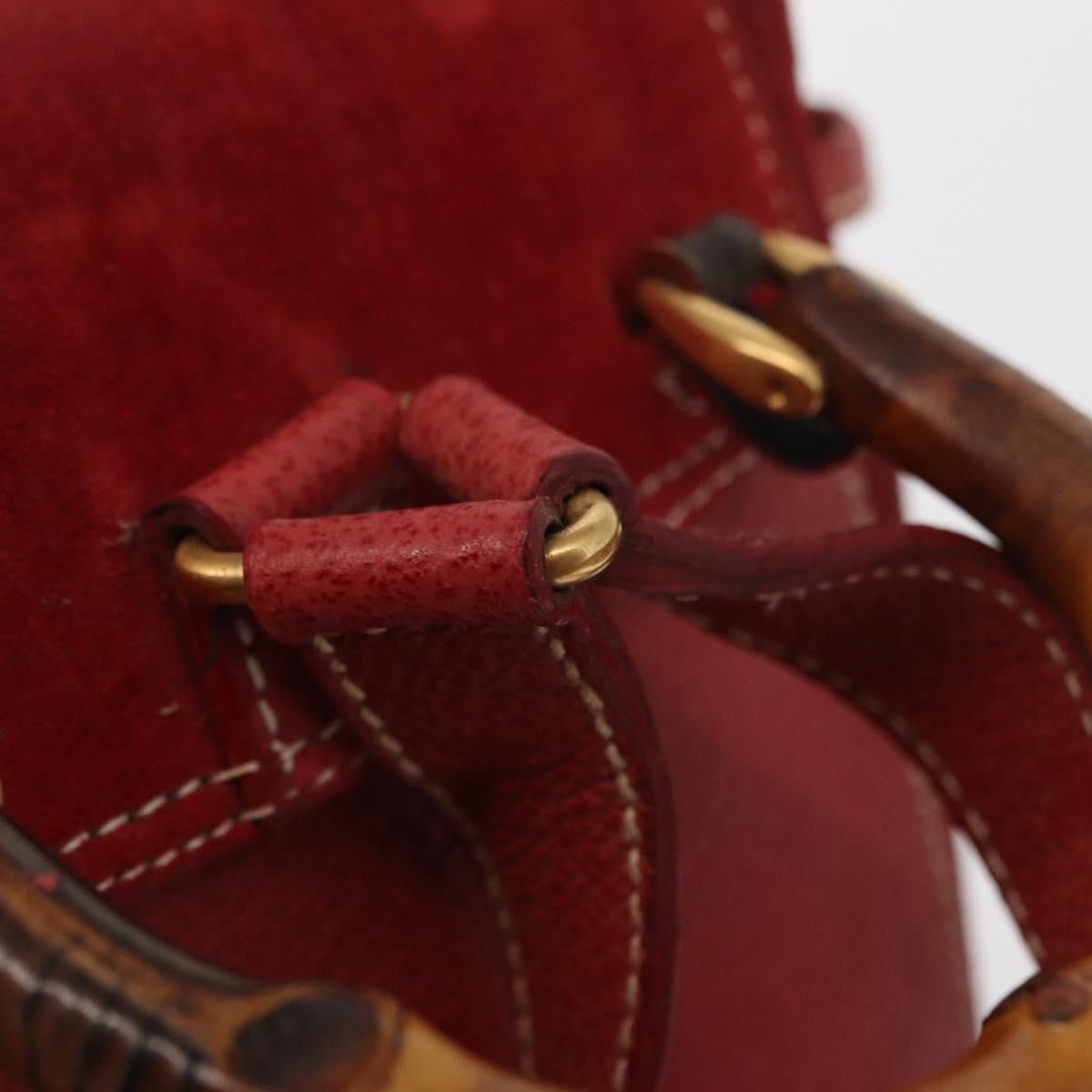 GUCCI Bamboo Backpack Leather Red Gold 003 1956 0030 Auth 153860
