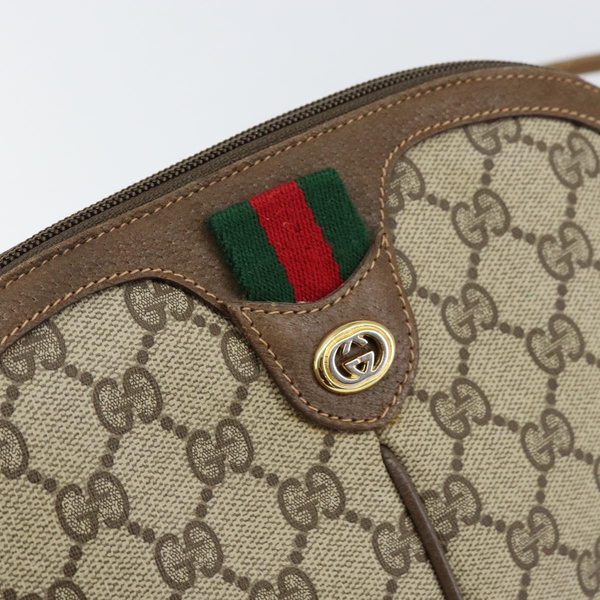 GUCCI GG Supreme Web Sherry Line Bag PVC Beige Gold 904 02 047 Auth 153861