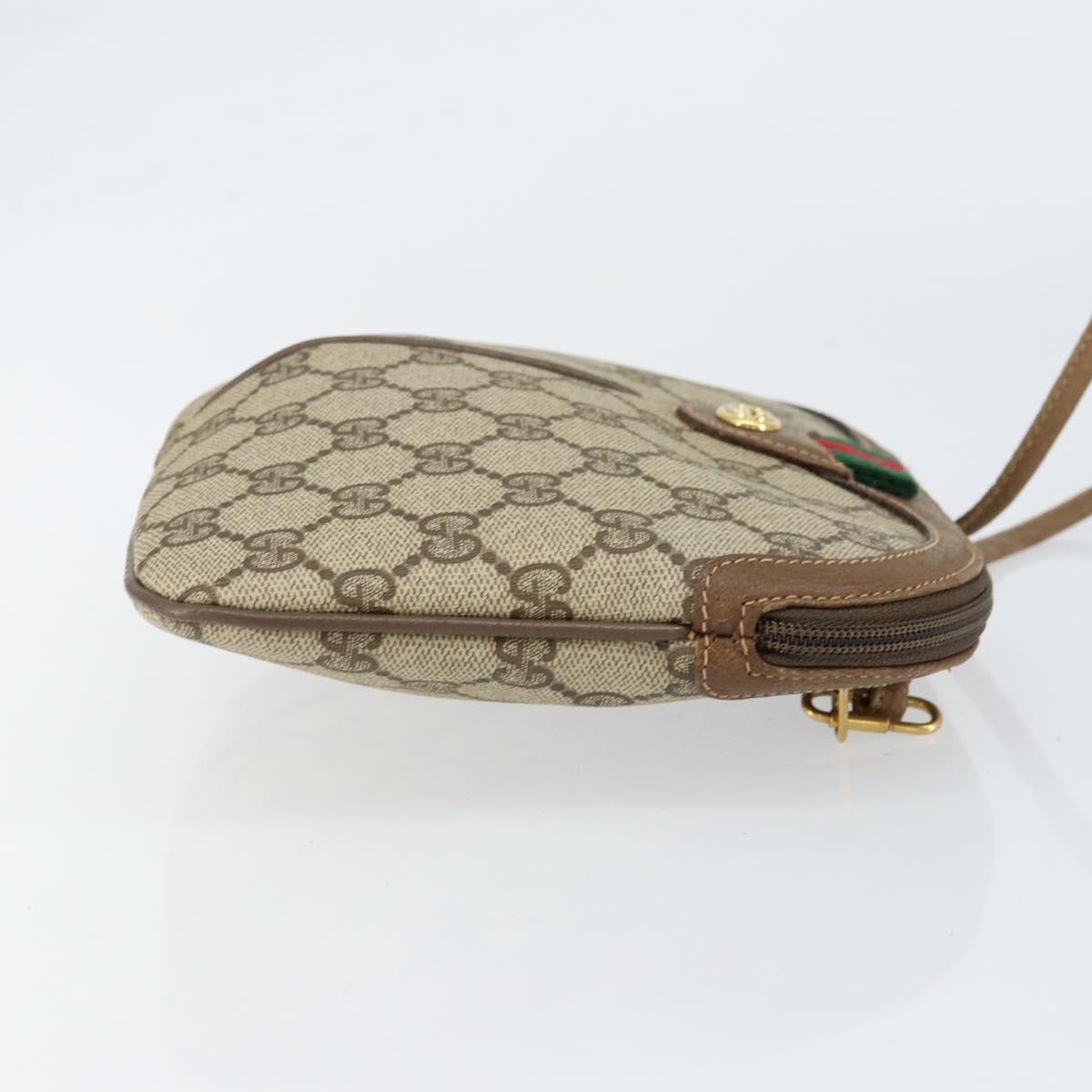 GUCCI GG Supreme Web Sherry Line Bag PVC Beige Gold 904 02 047 Auth 153861