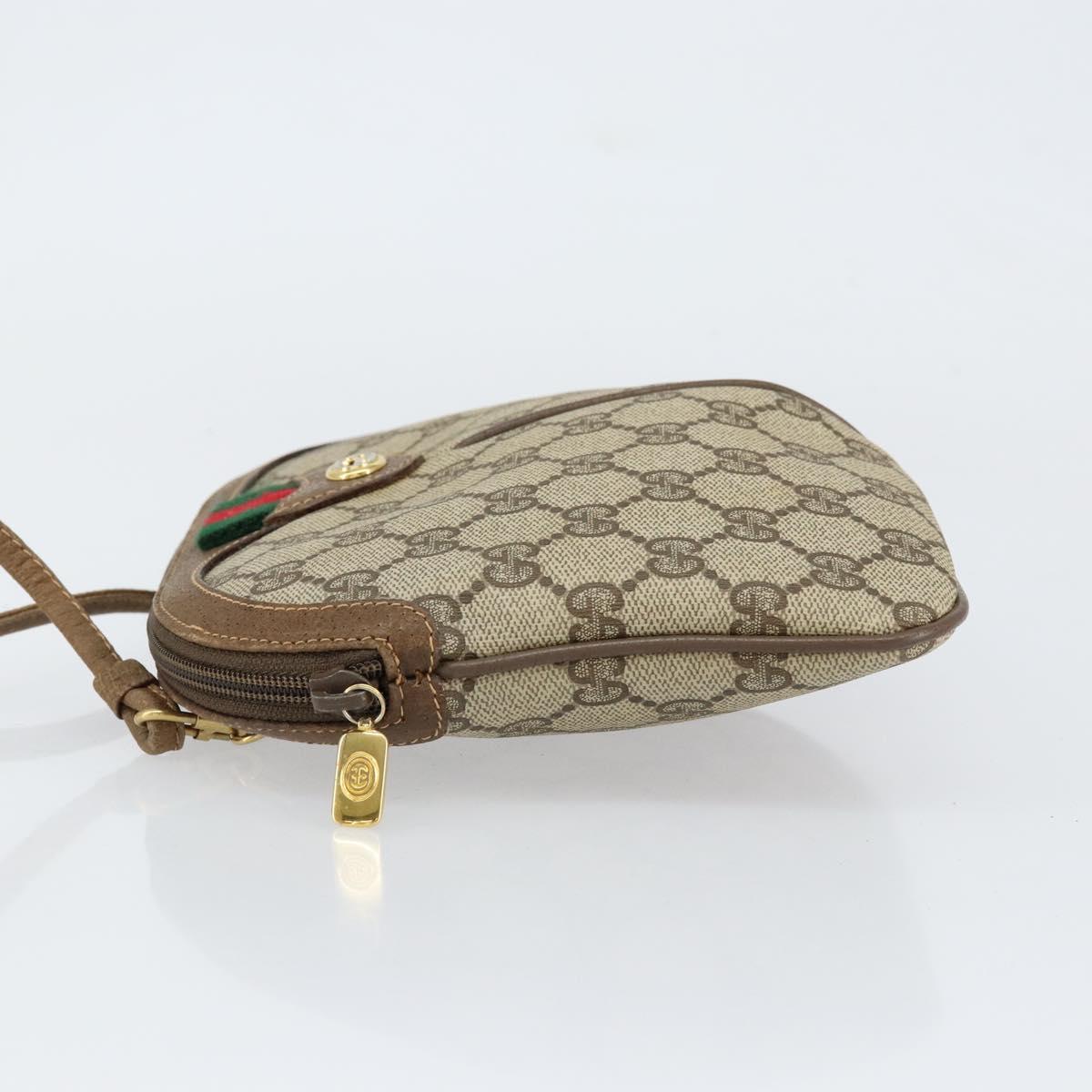 GUCCI GG Supreme Web Sherry Line Bag PVC Beige Gold 904 02 047 Auth 153861