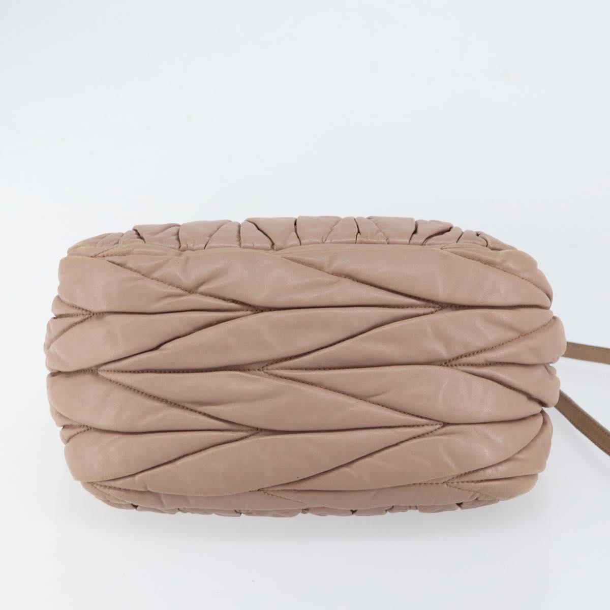 Miu Miu Matelasse Hand Bag Leather 2way Pink Gold Auth 153862