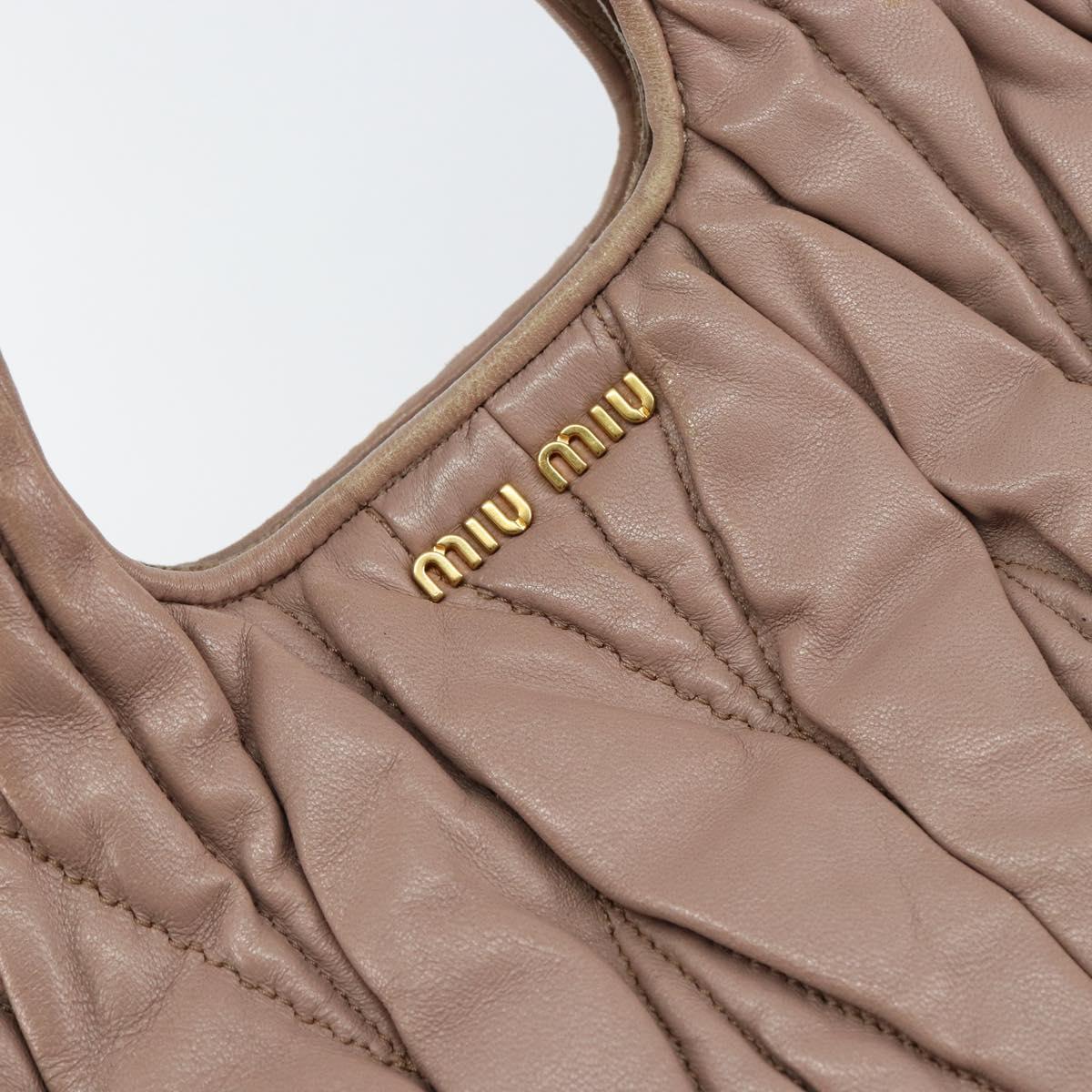 Miu Miu Matelasse Hand Bag Leather 2way Pink Gold Auth 153862