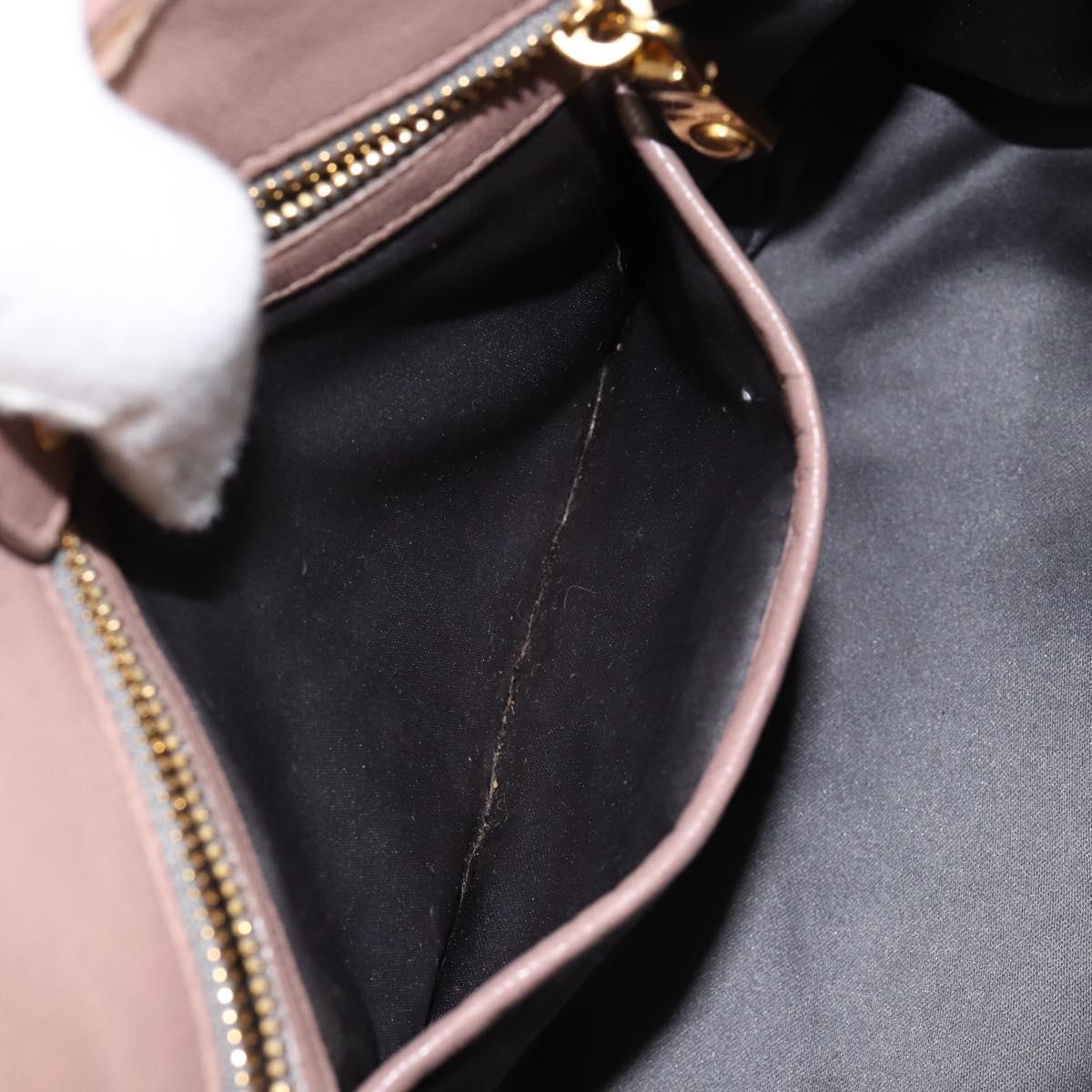 Miu Miu Matelasse Hand Bag Leather 2way Pink Gold Auth 153862