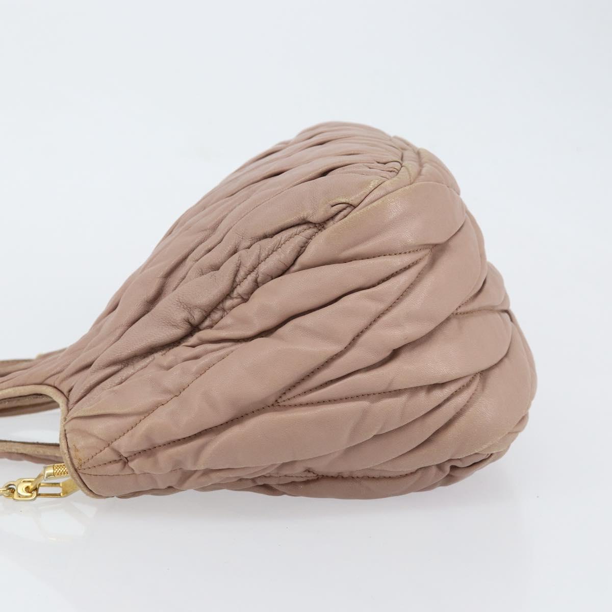 Miu Miu Matelasse Hand Bag Leather 2way Pink Gold Auth 153862