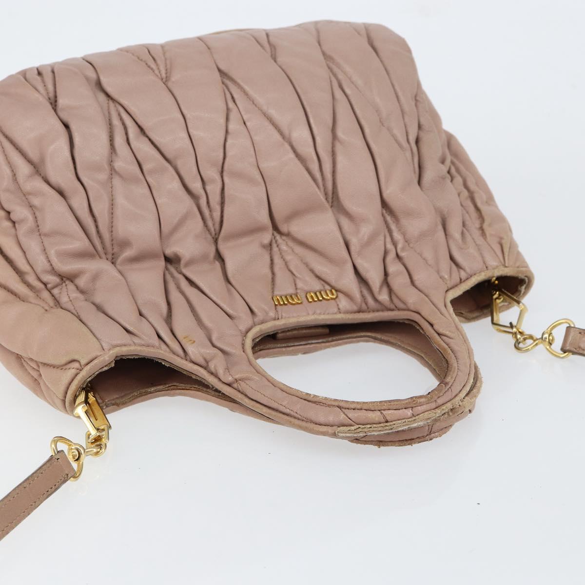 Miu Miu Matelasse Hand Bag Leather 2way Pink Gold Auth 153862