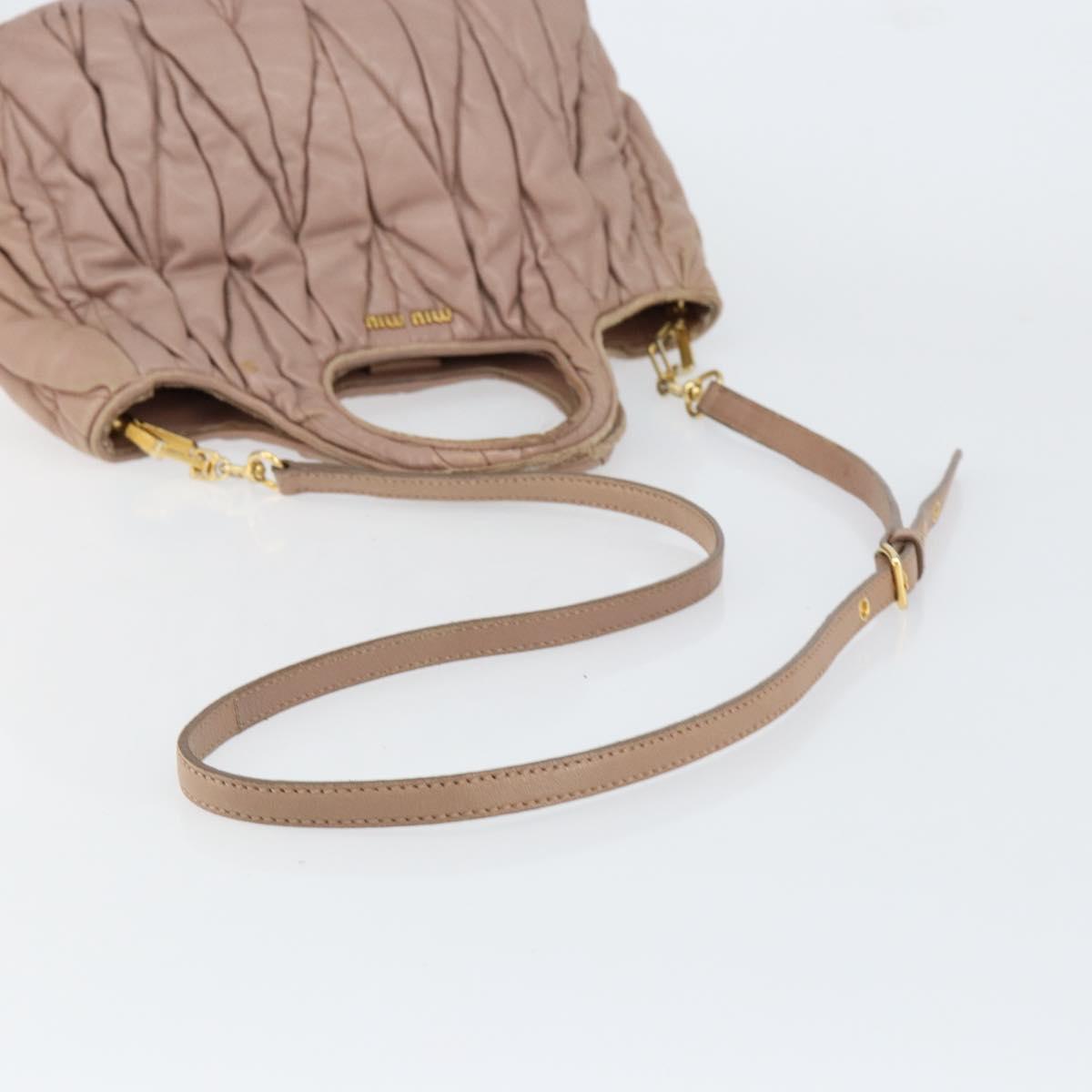 Miu Miu Matelasse Hand Bag Leather 2way Pink Gold Auth 153862