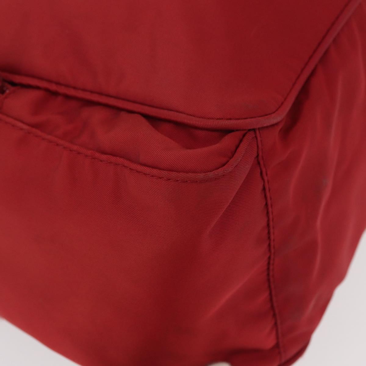PRADA Tote Bag Nylon Red Silver Auth 153863