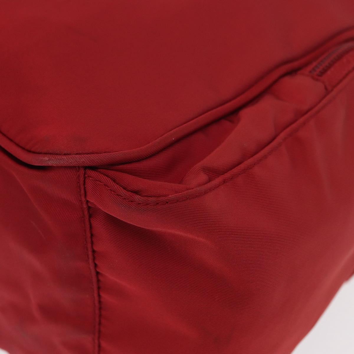 PRADA Tote Bag Nylon Red Silver Auth 153863