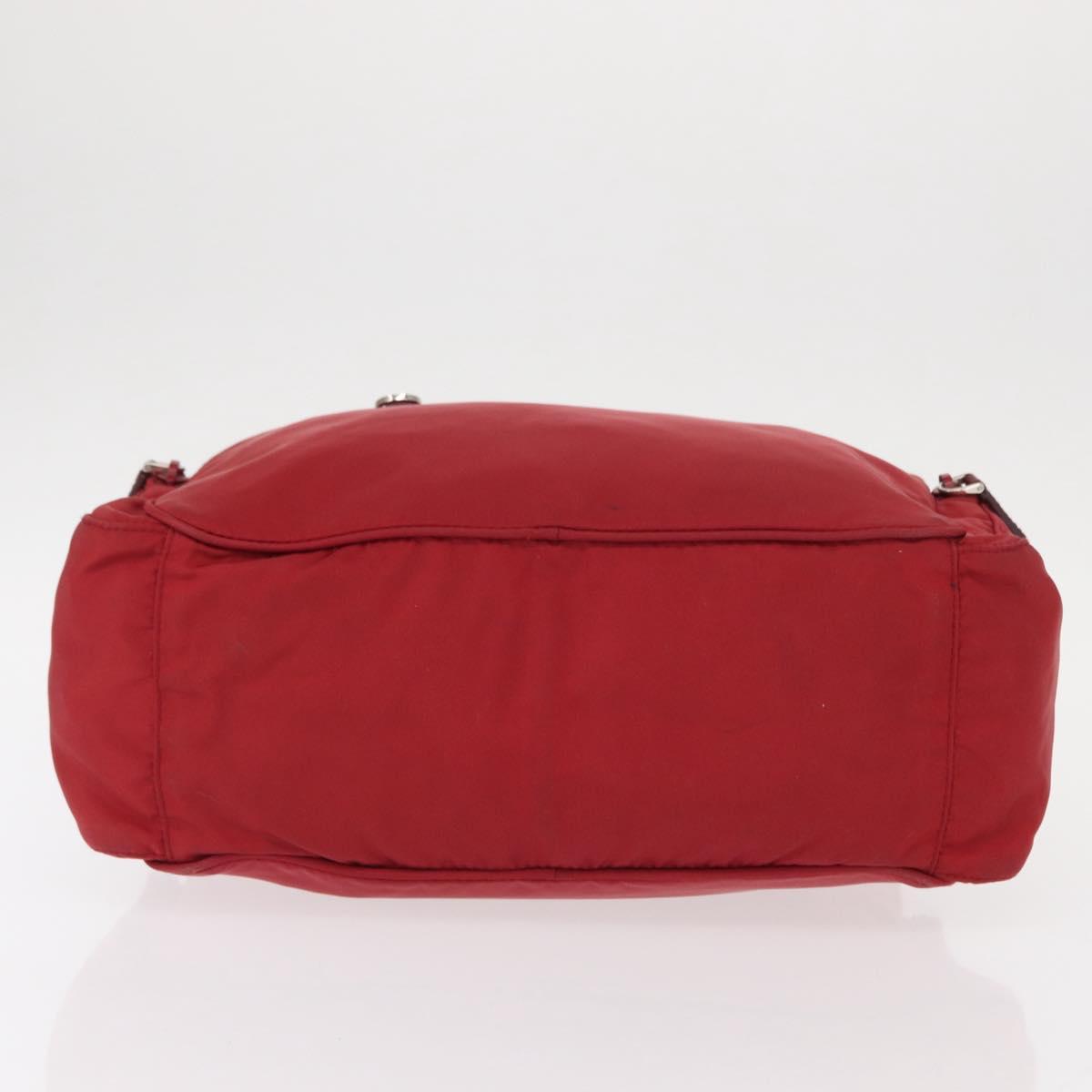 PRADA Tote Bag Nylon Red Silver Auth 153863