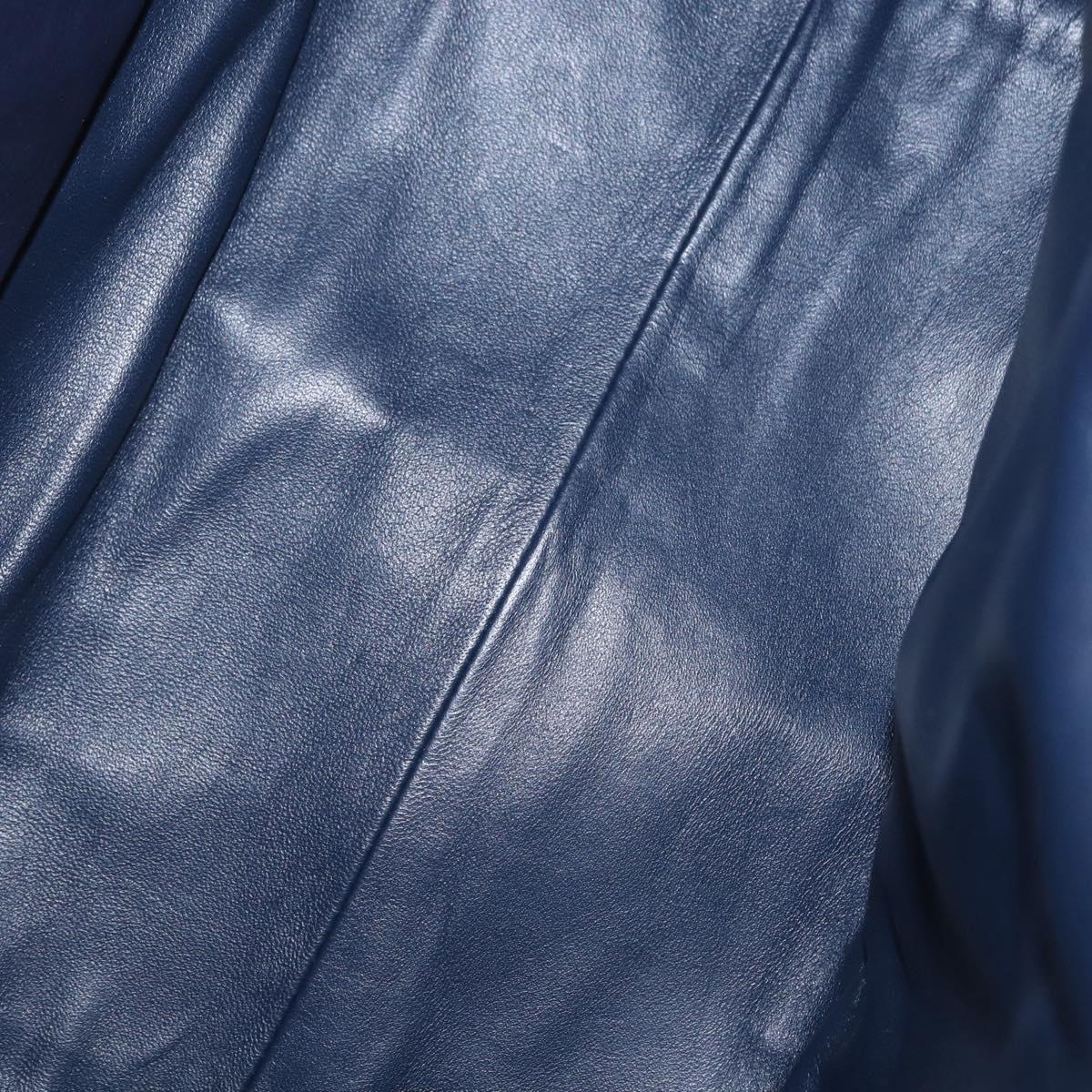 Salvatore Ferragamo Gancini Hand Bag Leather Navy Gold Auth 153865