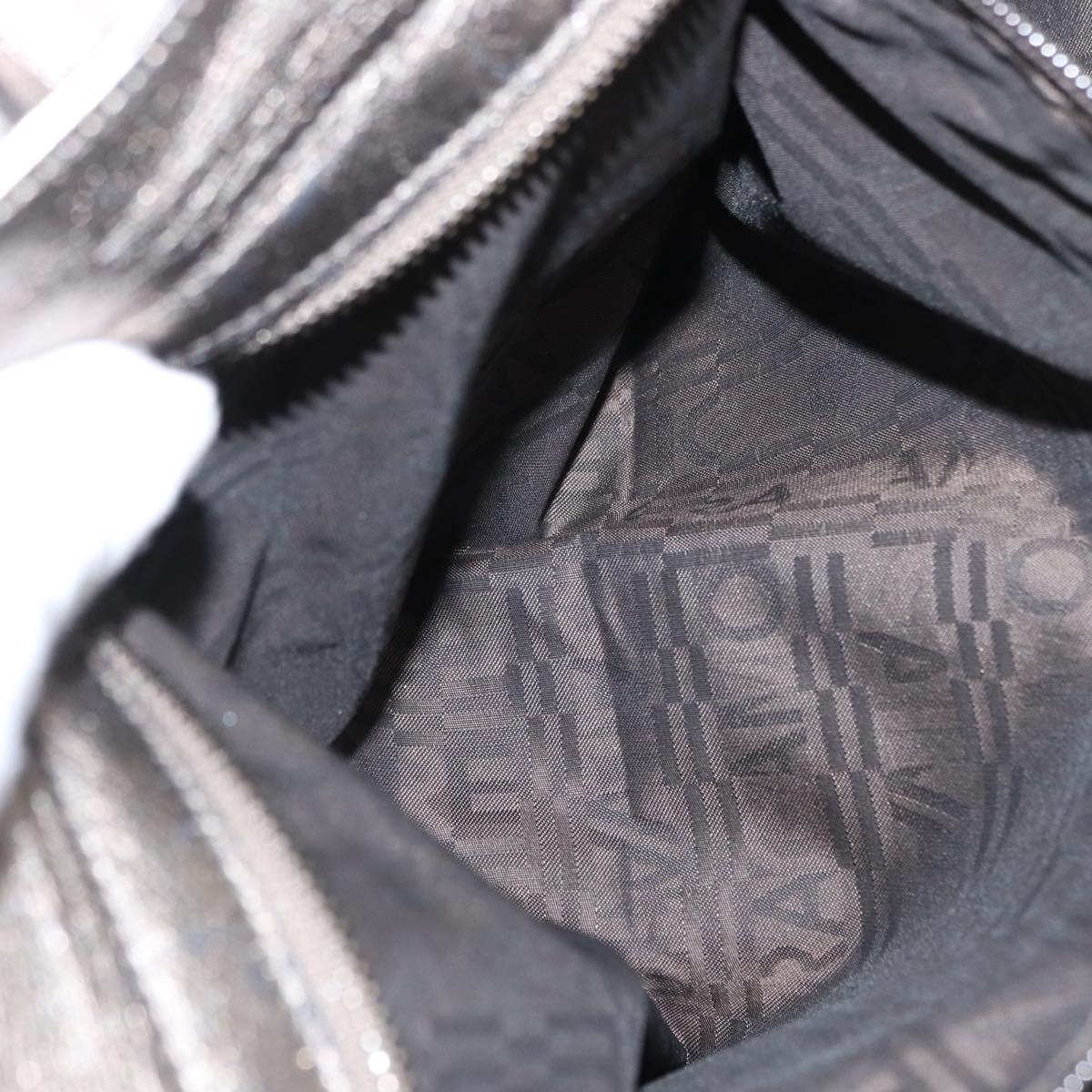 Salvatore Ferragamo Gancini Hand Bag Leather Silver Auth 153866