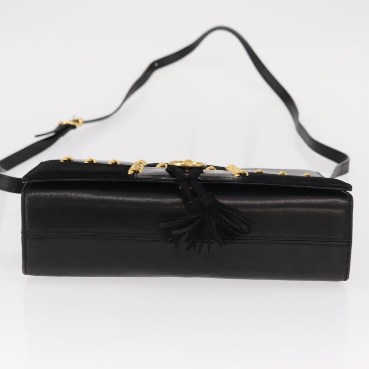 Salvatore Ferragamo Shoulder Bag Leather Black Gold Auth 153867