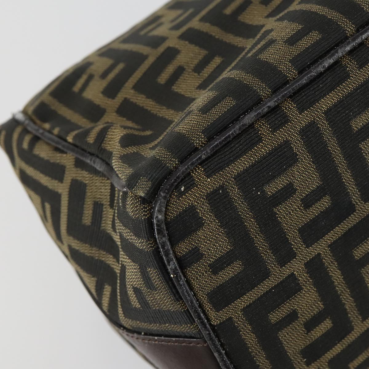 FENDI Zucca Canvas Vanity Pouch Black Brown Auth 153872