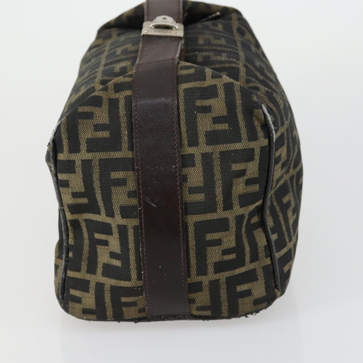 FENDI Zucca Canvas Vanity Pouch Black Brown Auth 153872