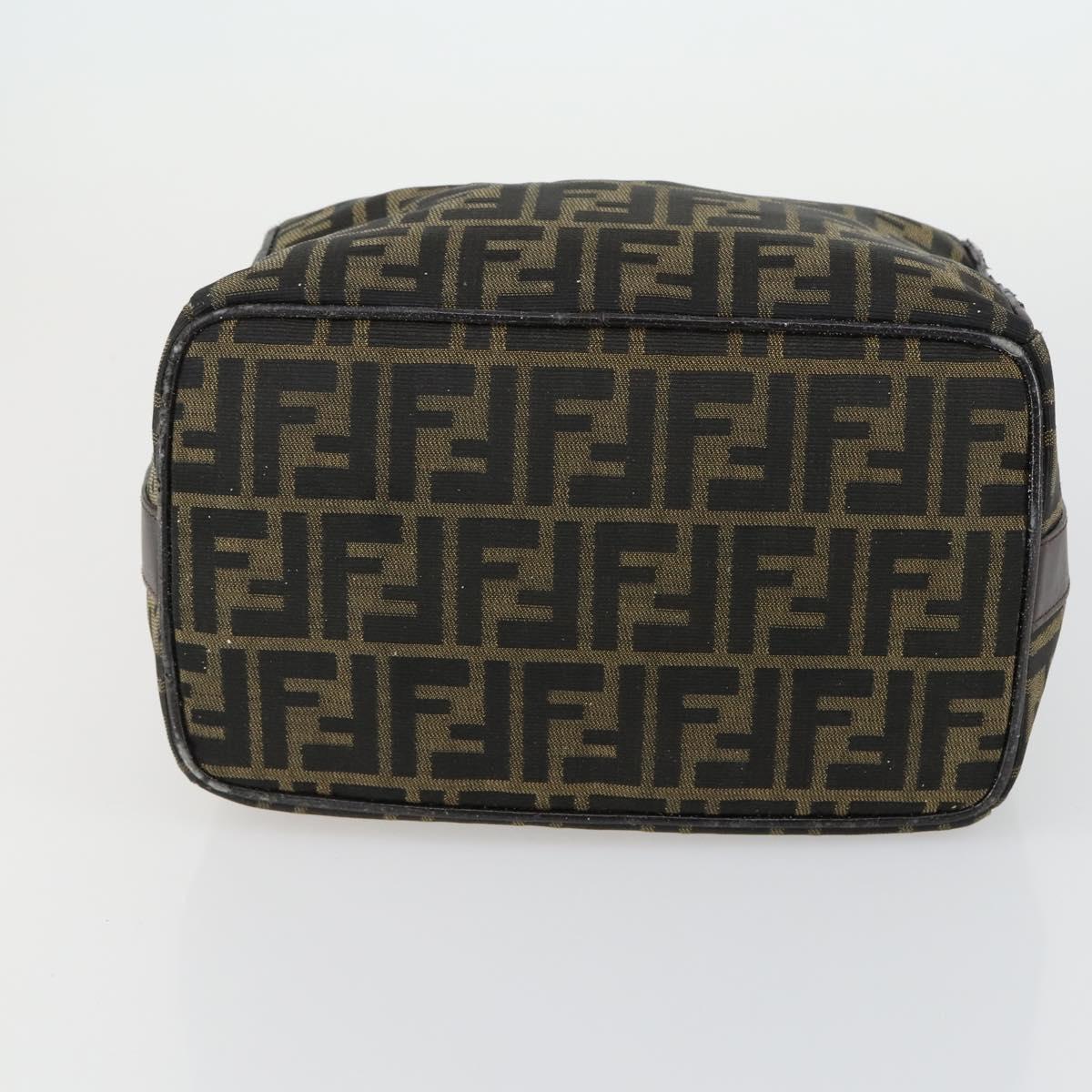 FENDI Zucca Canvas Vanity Pouch Black Brown Auth 153872