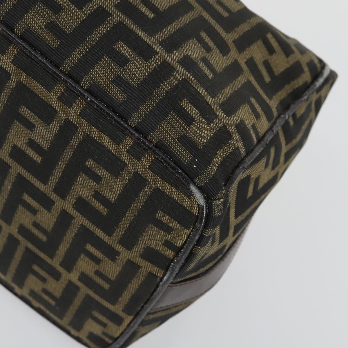 FENDI Zucca Canvas Vanity Pouch Black Brown Auth 153872