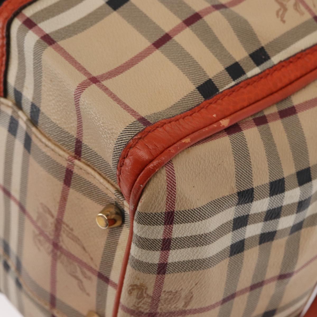 BURBERRY Nova Check Tote Bag PVC Beige Gold Auth 153873