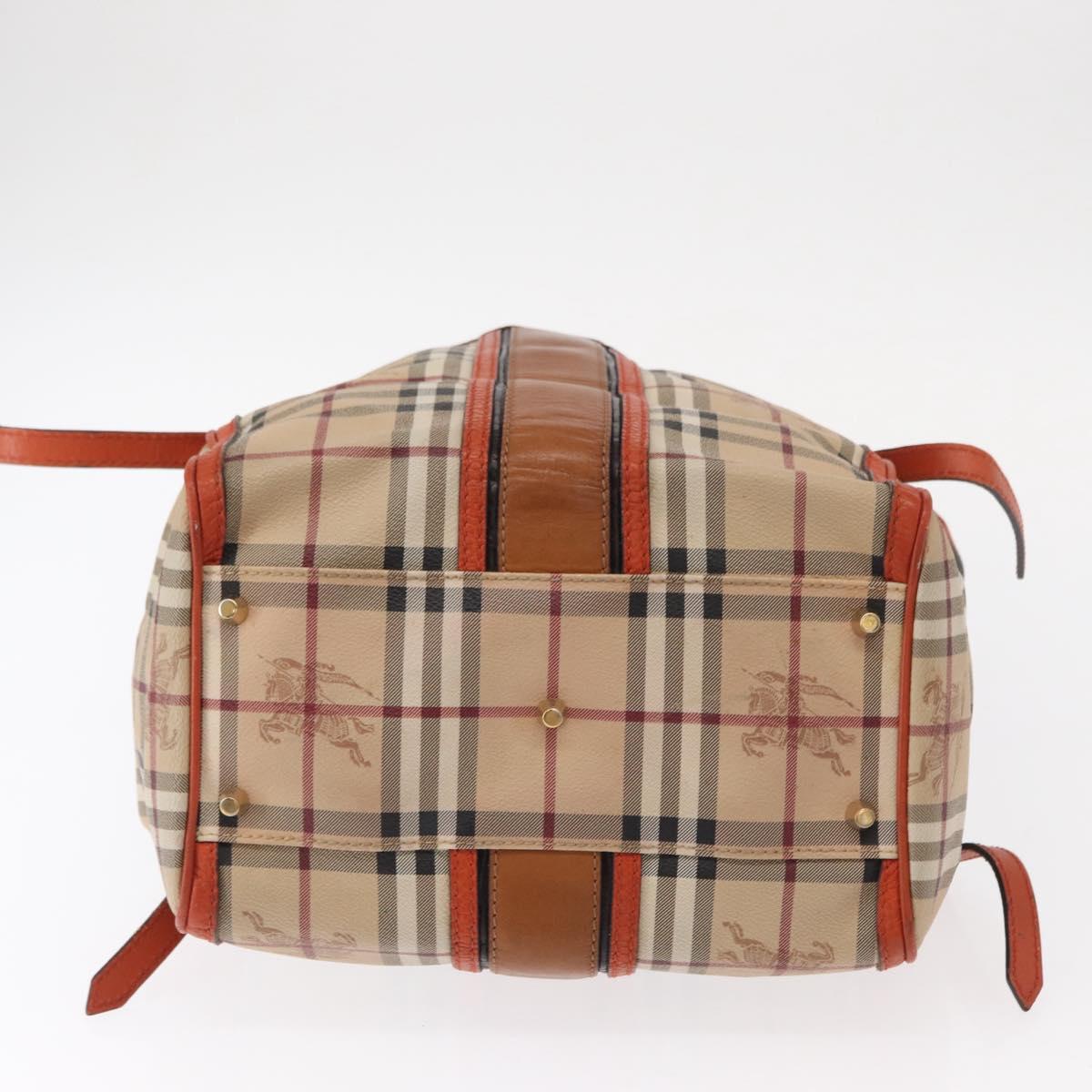 BURBERRY Nova Check Tote Bag PVC Beige Gold Auth 153873