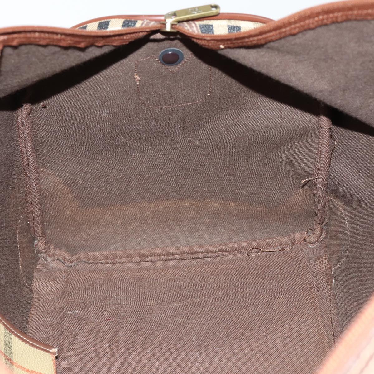 Burberrys Nova Check Boston Bag PVC 2way Beige Gold Auth 153874