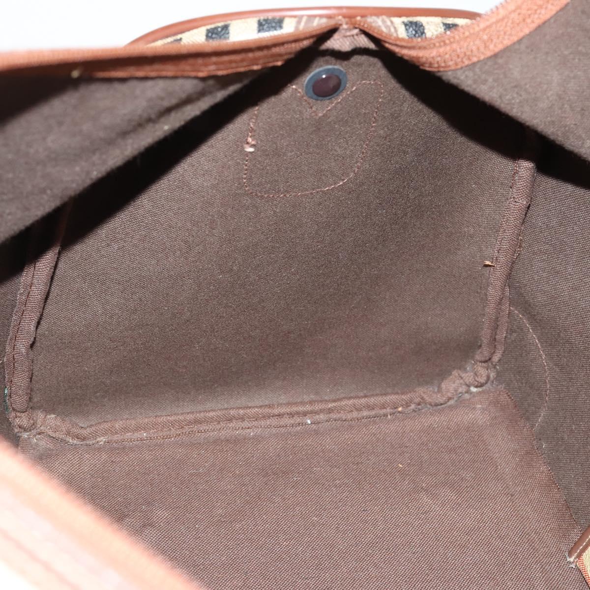 Burberrys Nova Check Boston Bag PVC 2way Beige Gold Auth 153874