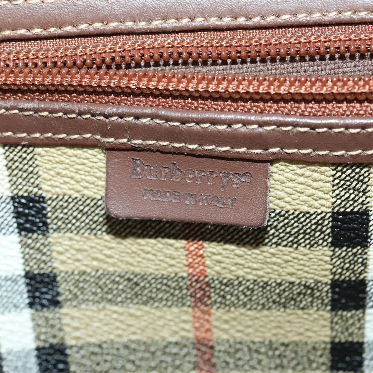 Burberrys Nova Check Boston Bag PVC 2way Beige Gold Auth 153874