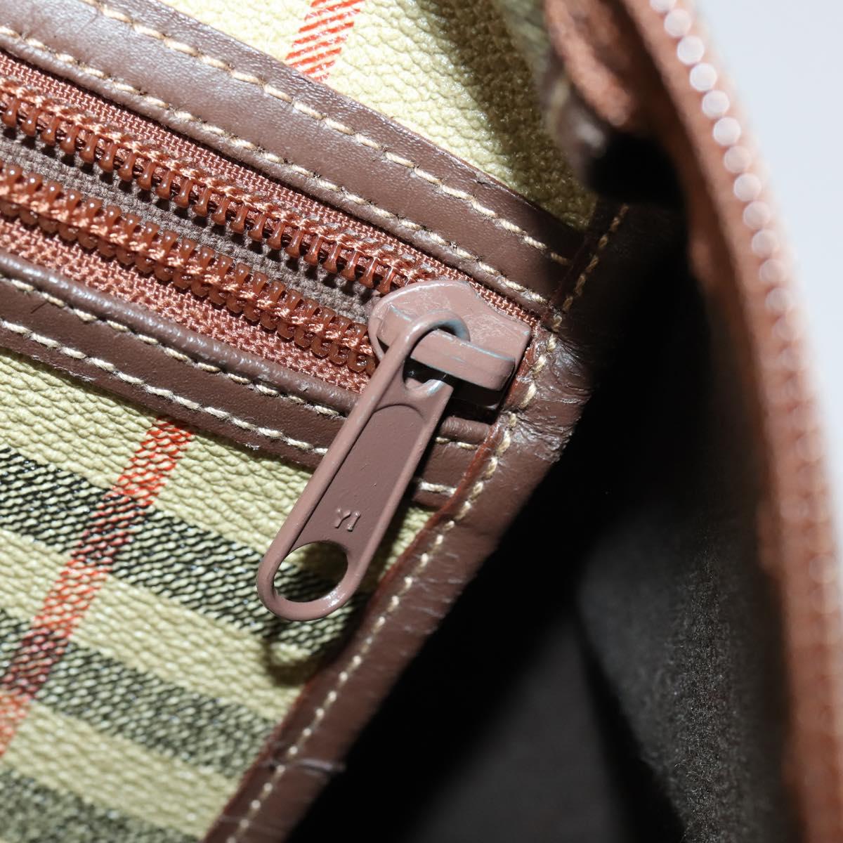 Burberrys Nova Check Boston Bag PVC 2way Beige Gold Auth 153874