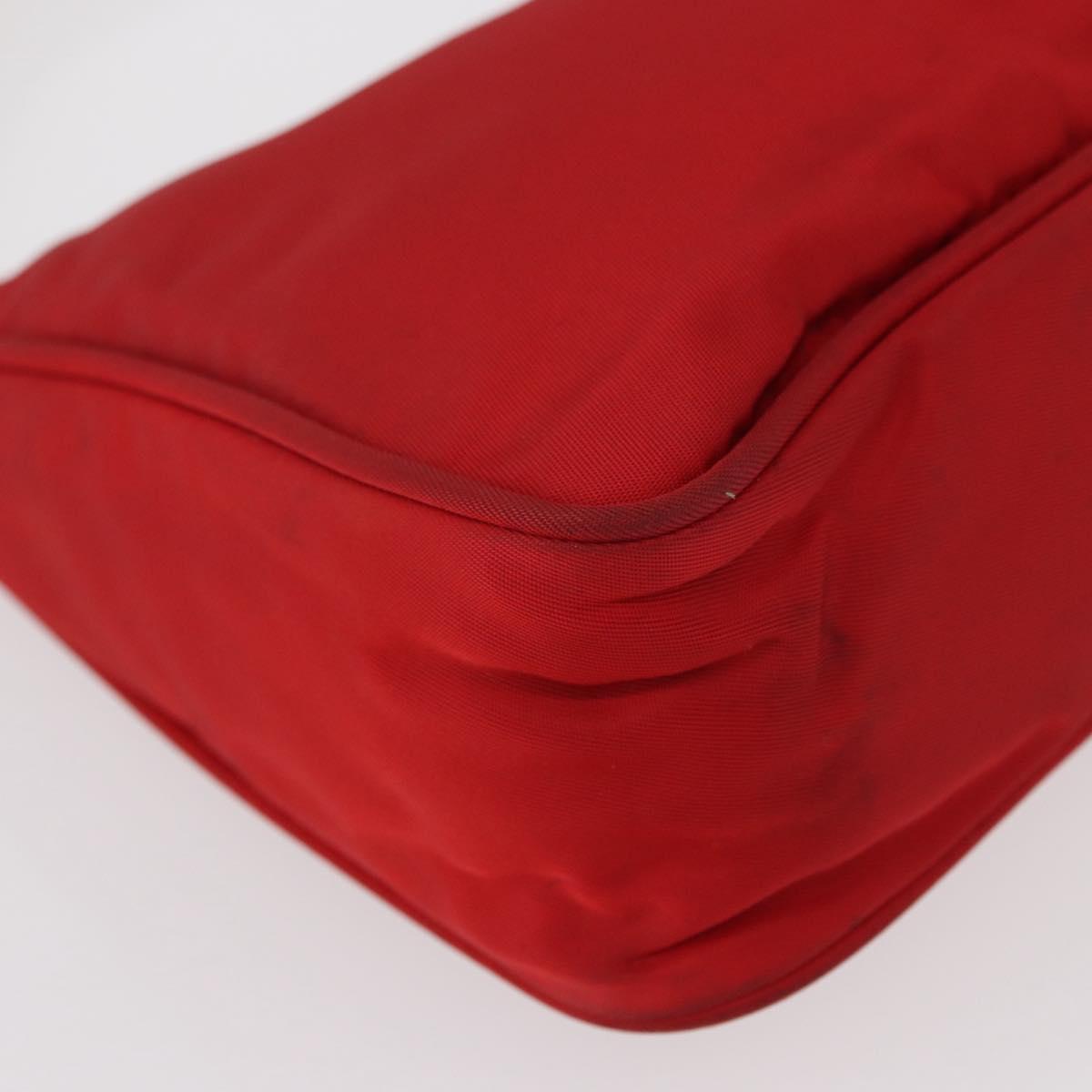 PRADA Hand Bag Nylon Red Auth 153880