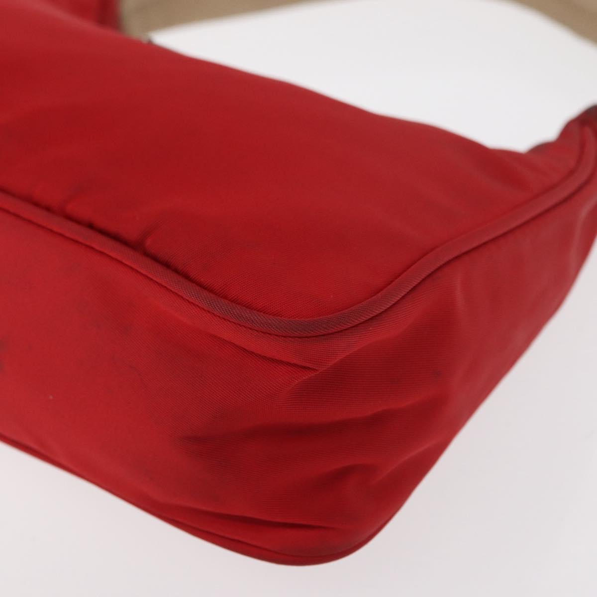 PRADA Hand Bag Nylon Red Auth 153880