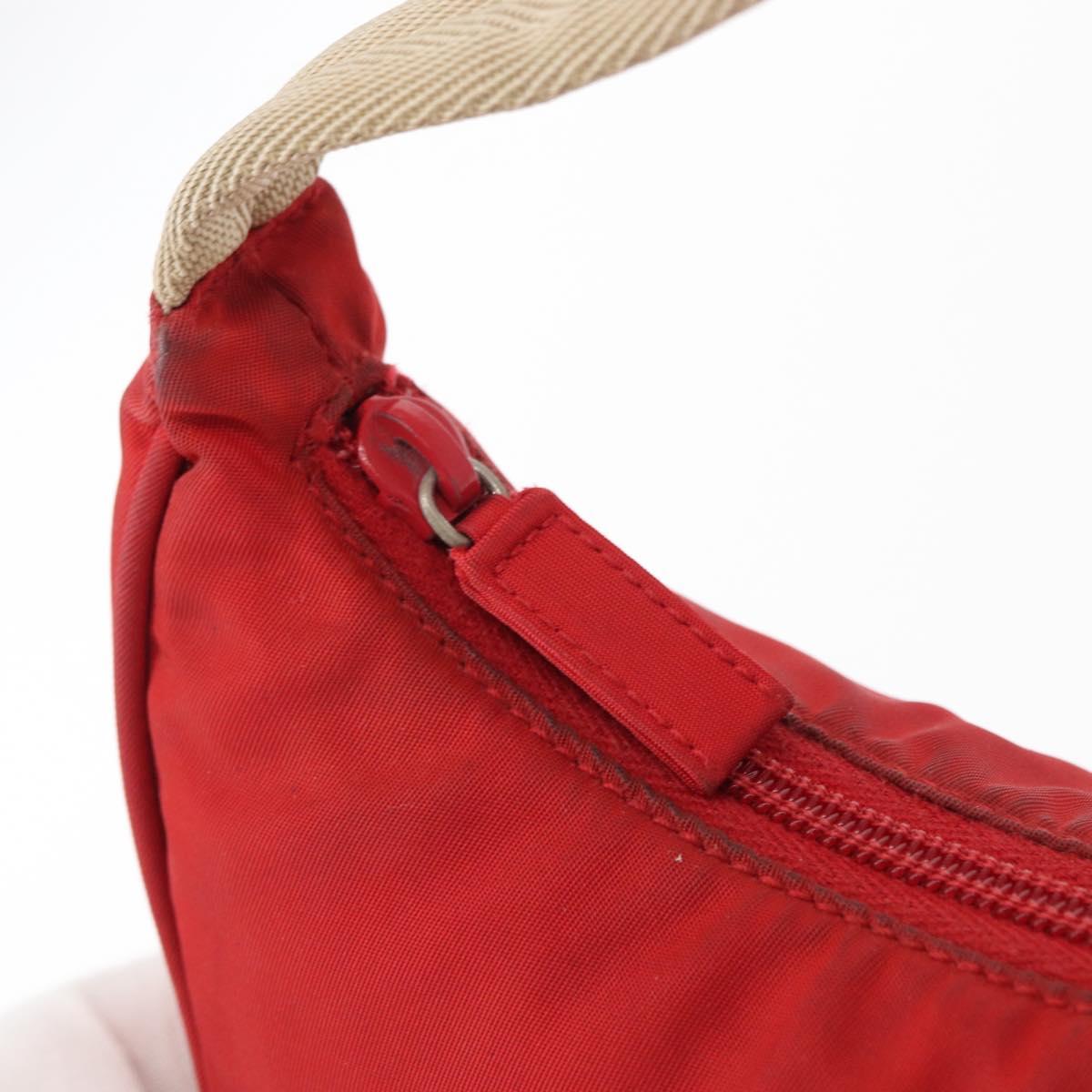 PRADA Hand Bag Nylon Red Auth 153880