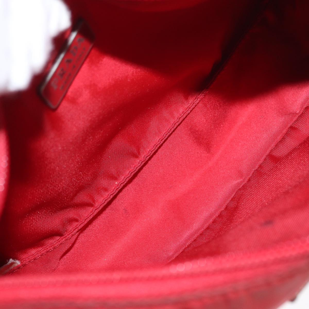 PRADA Hand Bag Nylon Red Auth 153880