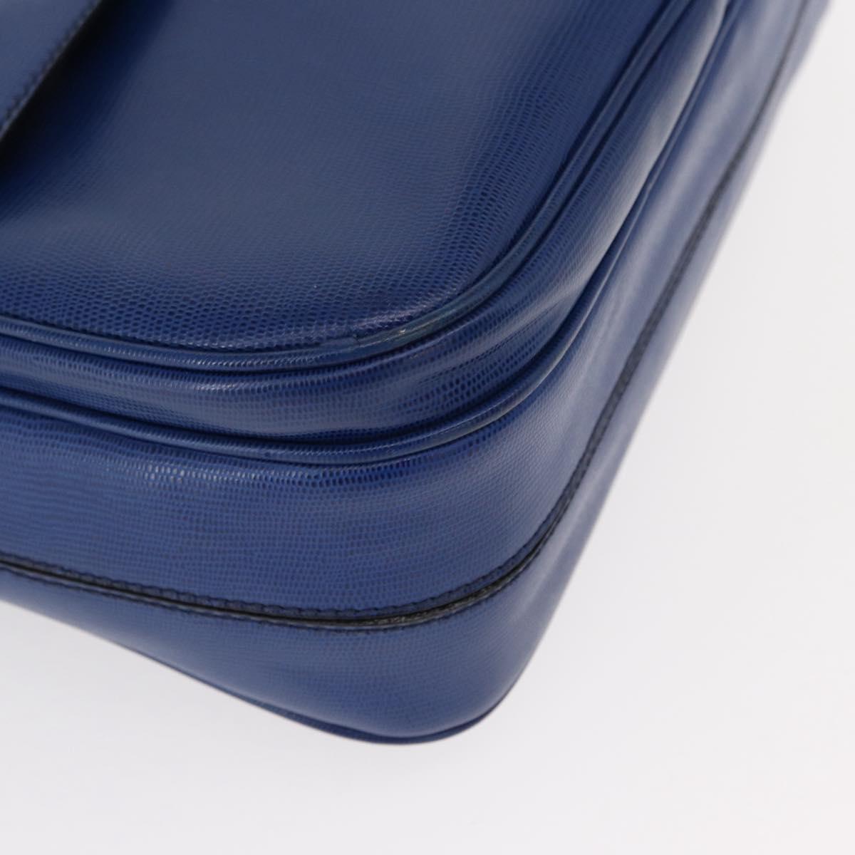 CELINE Circle Shoulder Bag Leather Blue Gold Auth 153882V