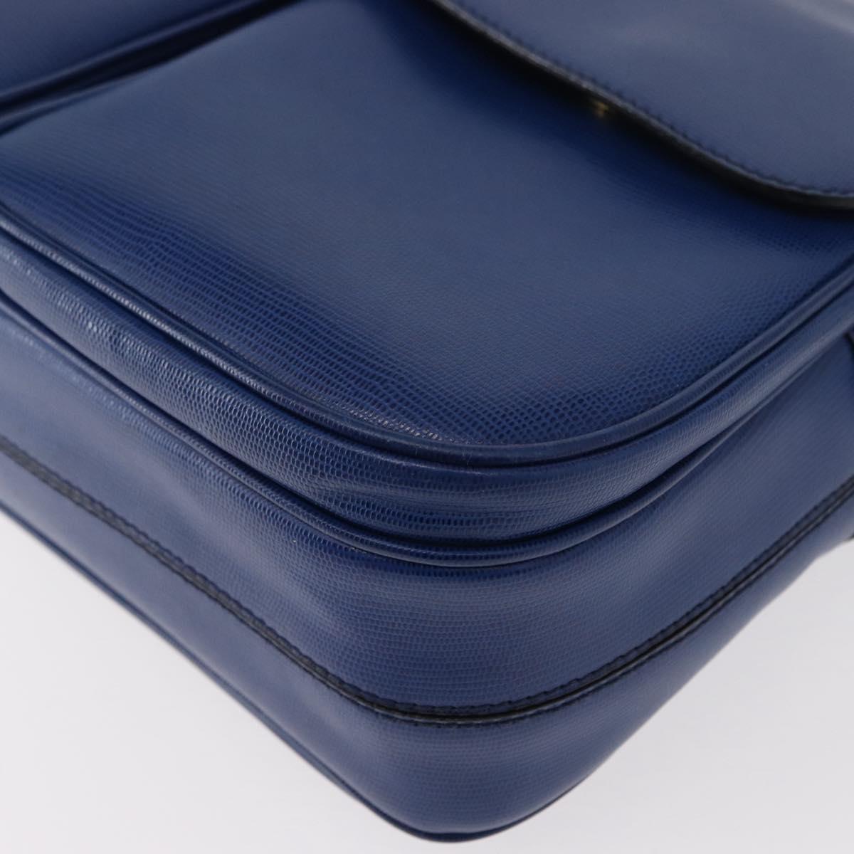 CELINE Circle Shoulder Bag Leather Blue Gold Auth 153882V