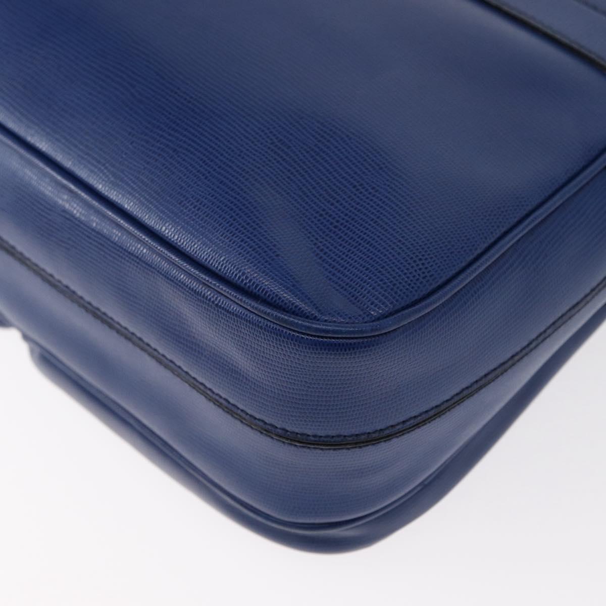 CELINE Circle Shoulder Bag Leather Blue Gold Auth 153882V