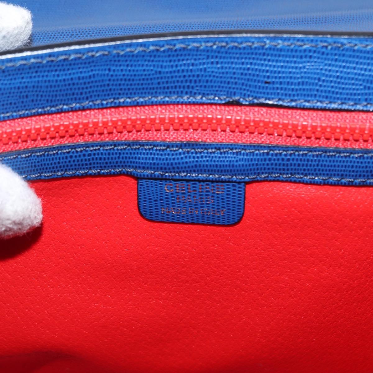 CELINE Circle Shoulder Bag Leather Blue Gold Auth 153882V